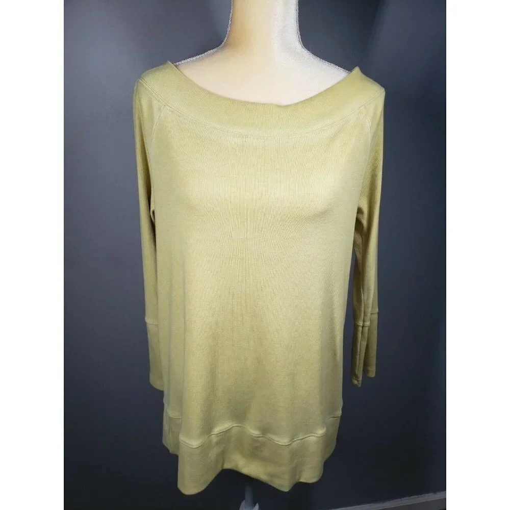 Easel Yellow Boat Neck Pullover Women's Size S